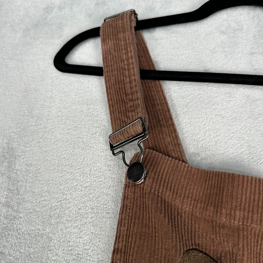 Hot Topic Brown Corduroy Bear Pinafore Overall Dress Skater Skirt Womens Large - Picture 3 of 12